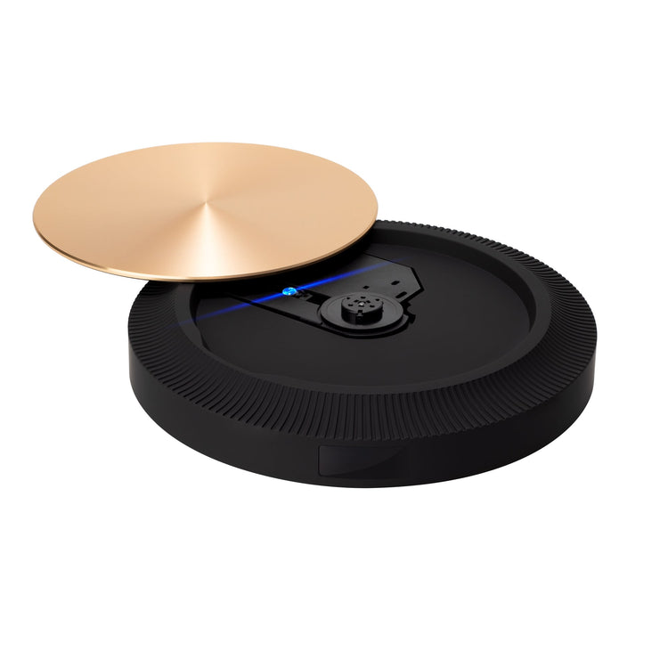Black and gold Trettitre CD player with bluetooth delivering true lossless CD sound powered by a professional CD laser head.
